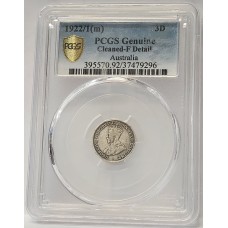 AUSTRALIA 1922/1 . THREEPENCE . VARIETY . OVERDATE . GENUINE